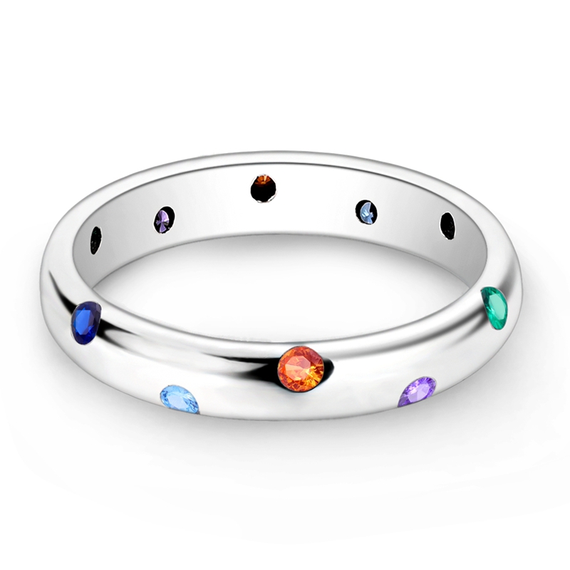 AliExpress 925 Sterling Silver Colorful Zircon Bubble Ring, view 2