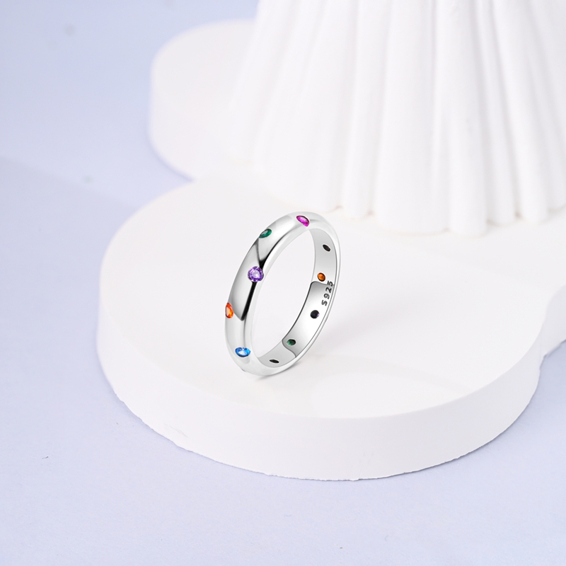 AliExpress 925 Sterling Silver Colorful Zircon Bubble Ring, view 3