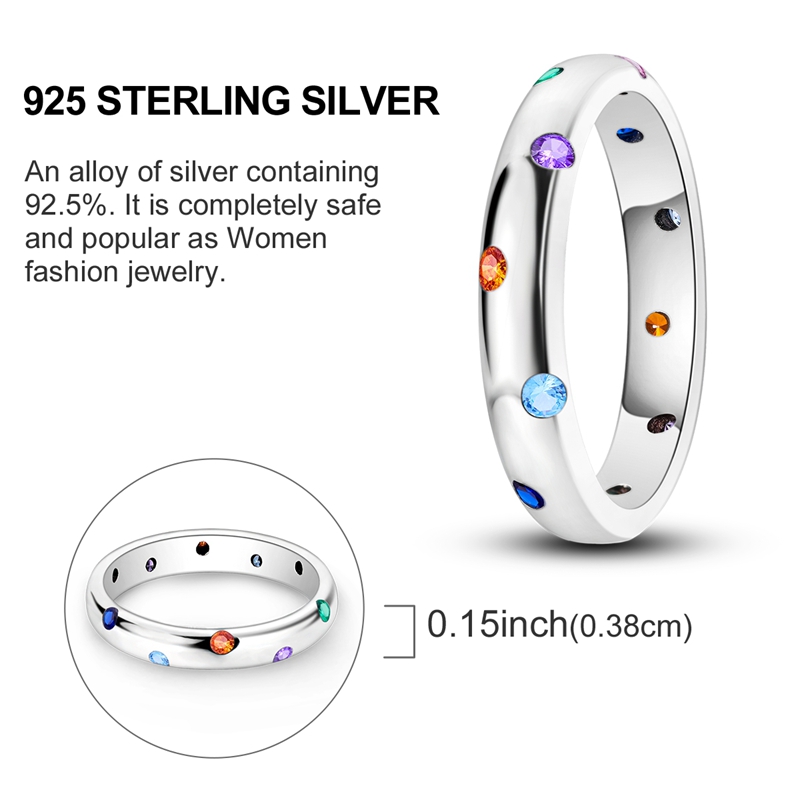 AliExpress 925 Sterling Silver Colorful Zircon Bubble Ring, view 5