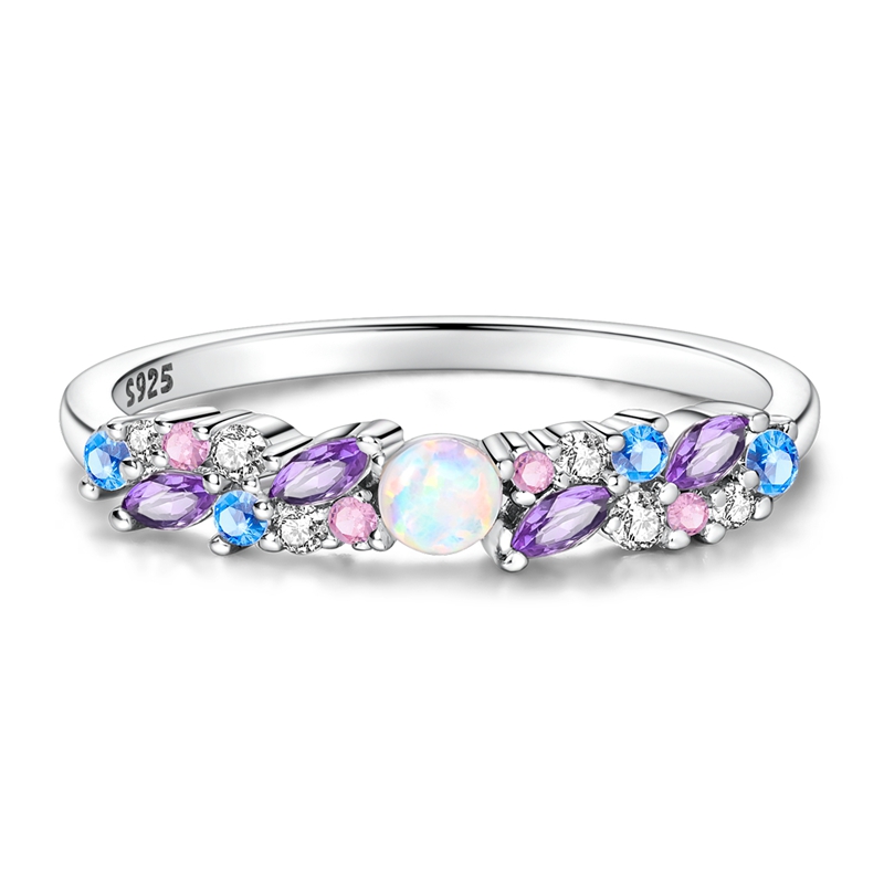 AliExpress 925 Silver Ice-Blue Purple Opal Ring for Women