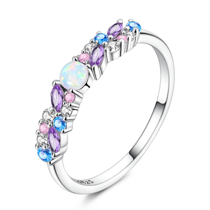 AliExpress 925 Silver Ice-Blue Purple Opal Ring for Women, view 2