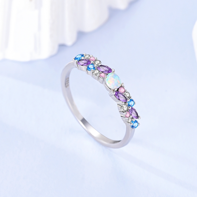 AliExpress 925 Silver Ice-Blue Purple Opal Ring for Women, view 3