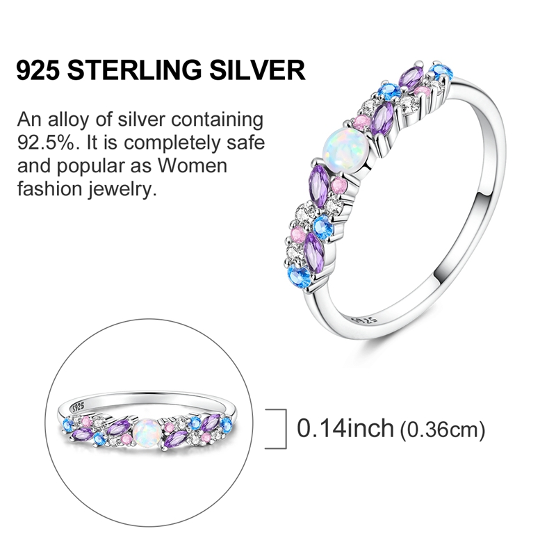 AliExpress 925 Silver Ice-Blue Purple Opal Ring for Women, view 4
