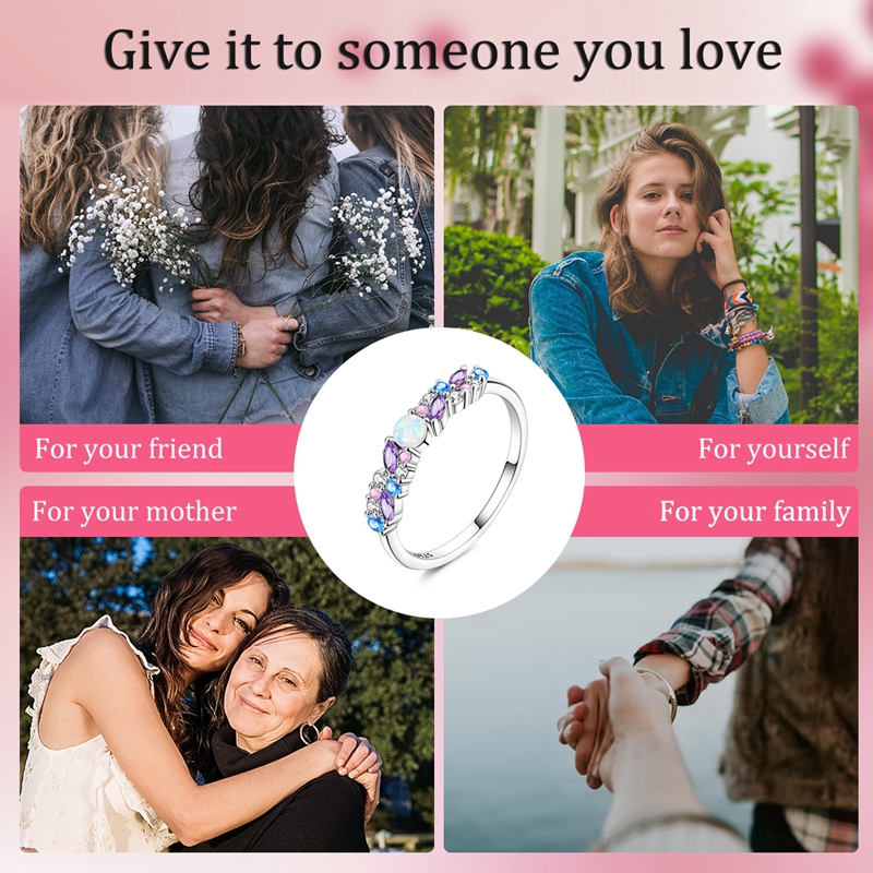 AliExpress 925 Silver Ice-Blue Purple Opal Ring for Women, view 6