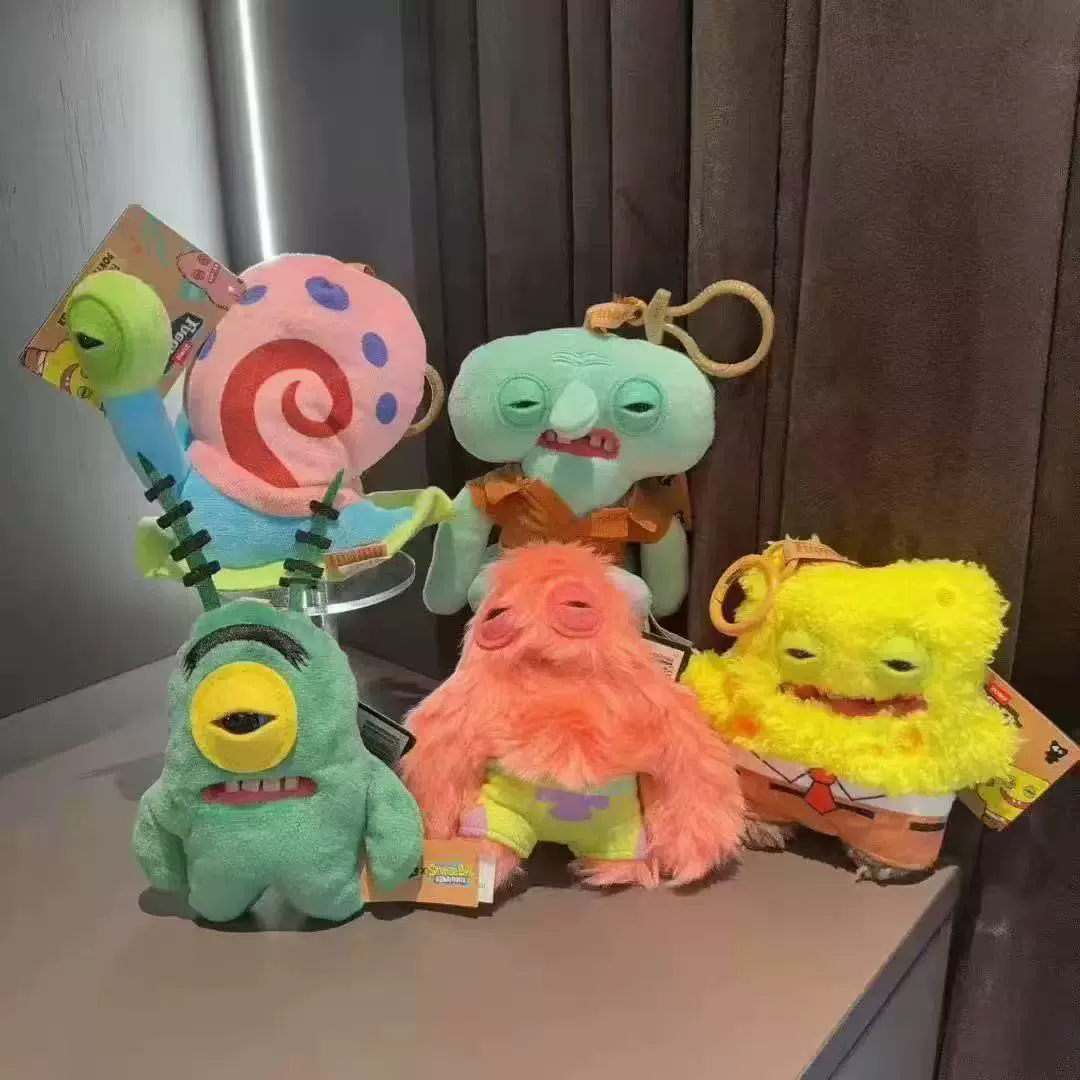 AliExpress Original Fuggler SpongeBob Patrick Keychain Bag Charm for Backpack Decoration Soft Plush Doll Teeth Monster Ugly Cute Funny Toy