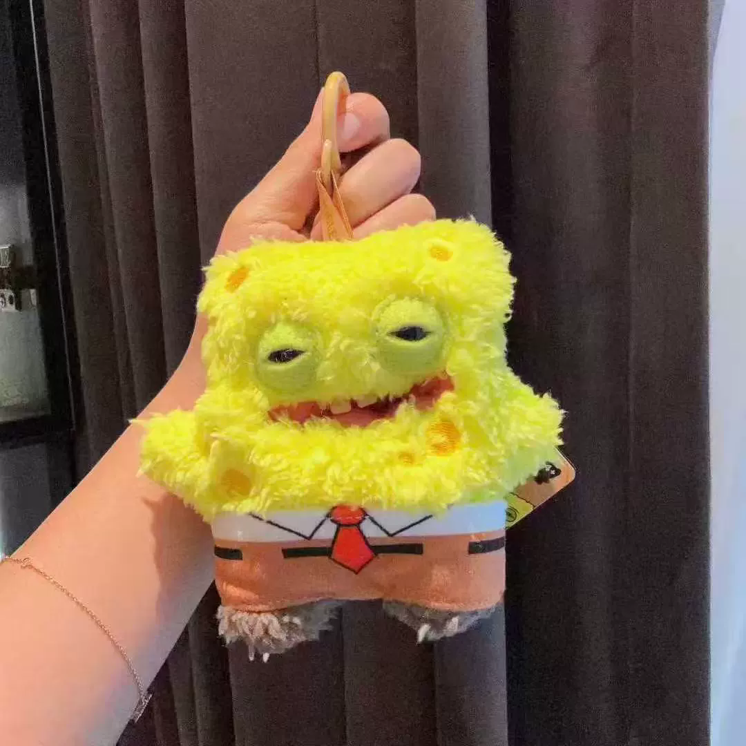 AliExpress Original Fuggler SpongeBob Patrick Keychain Bag Charm for Backpack Decoration Soft Plush Doll Teeth Monster Ugly Cute Funny Toy, view 3