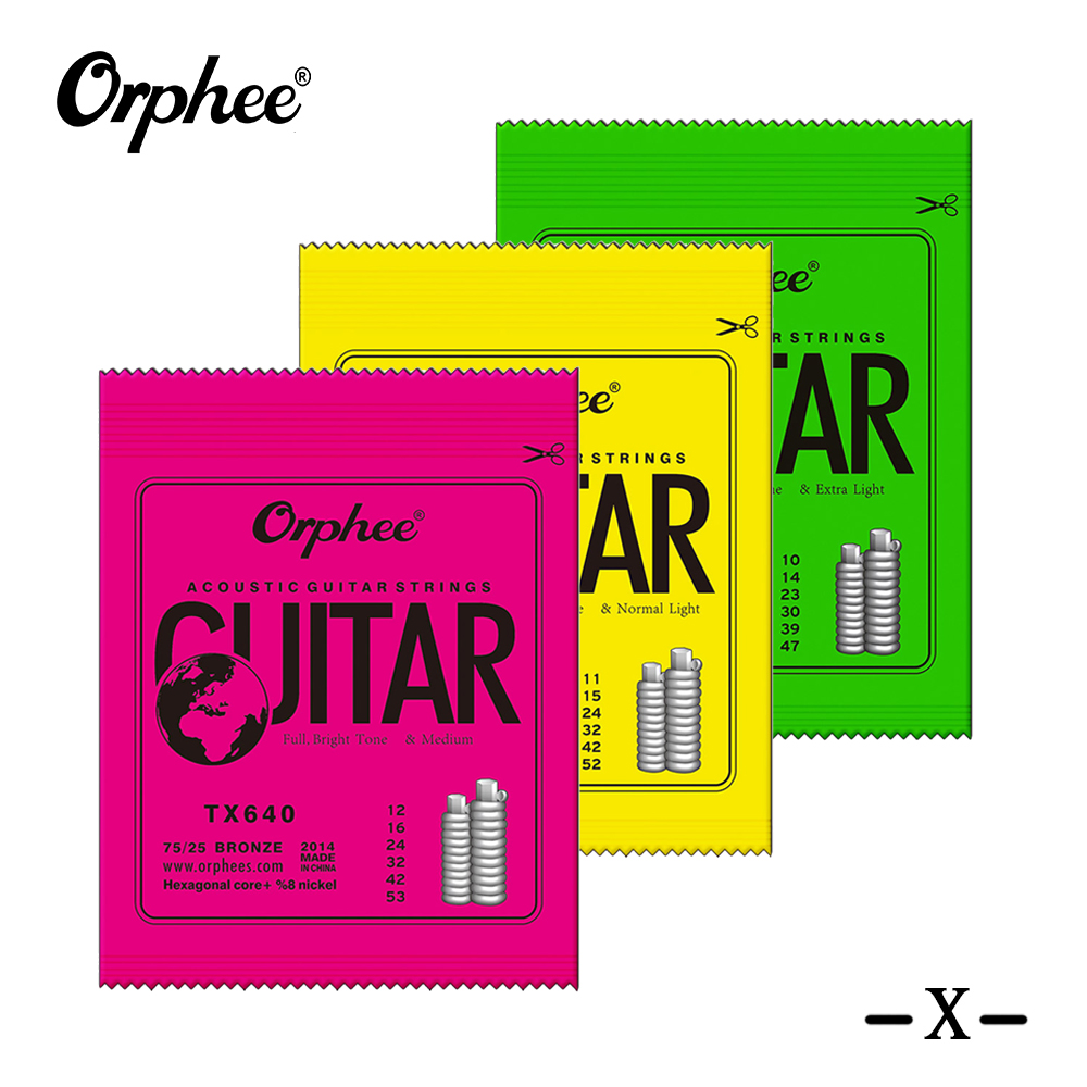 AliExpress Orphee Acoustic Guitar String 6Pcs/Set Hexagonal Core Full Bright Tone Folk Guitar String TX620 TX630 TX640 Guitar Accessories