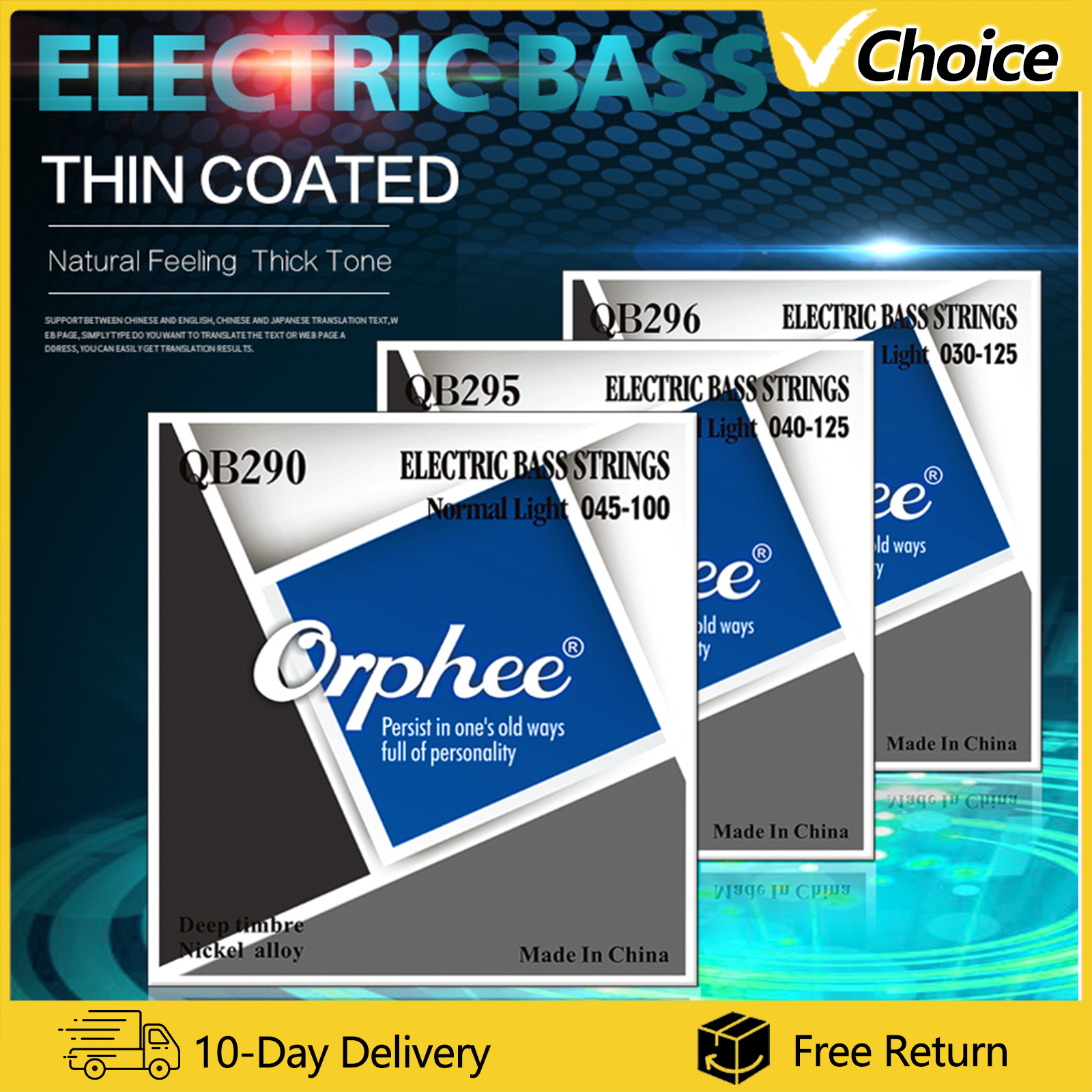 AliExpress Orphee QB Bass Guitar Strings Normal Light Nickel Alloy Hexagonal Core Nano Coated Electric Bass Guitar Parts & Accessories