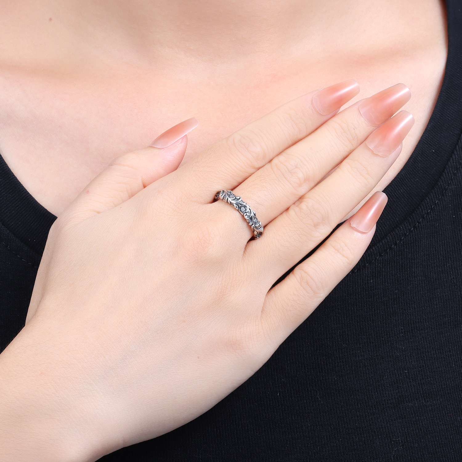 AliExpress Orstarry S925 Silver Vintage Pattern Closed Ring, view 3