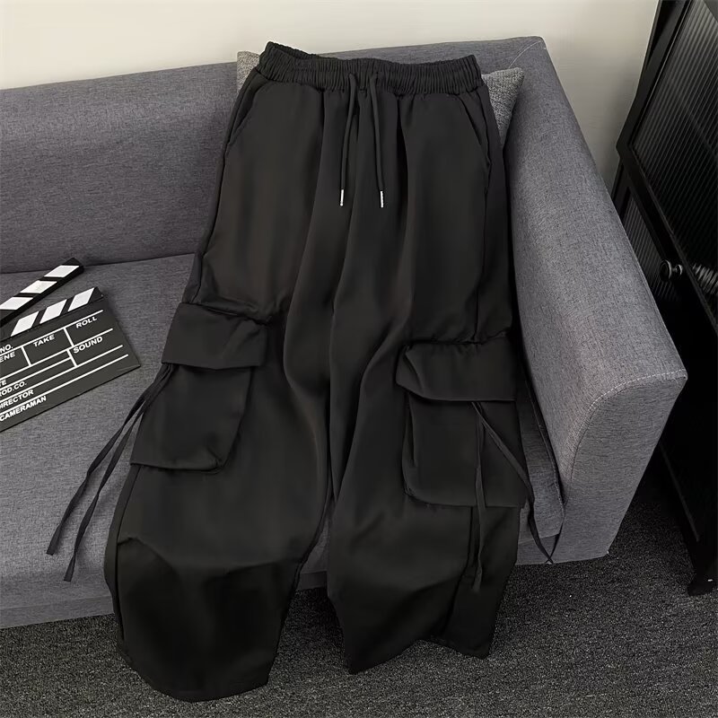 AliExpress Oversized Pocket High Street Pant Black Vintage High Waist Women's Pants Fashion Retro Casual Streetwear Loose Jogger Trousers, view 6