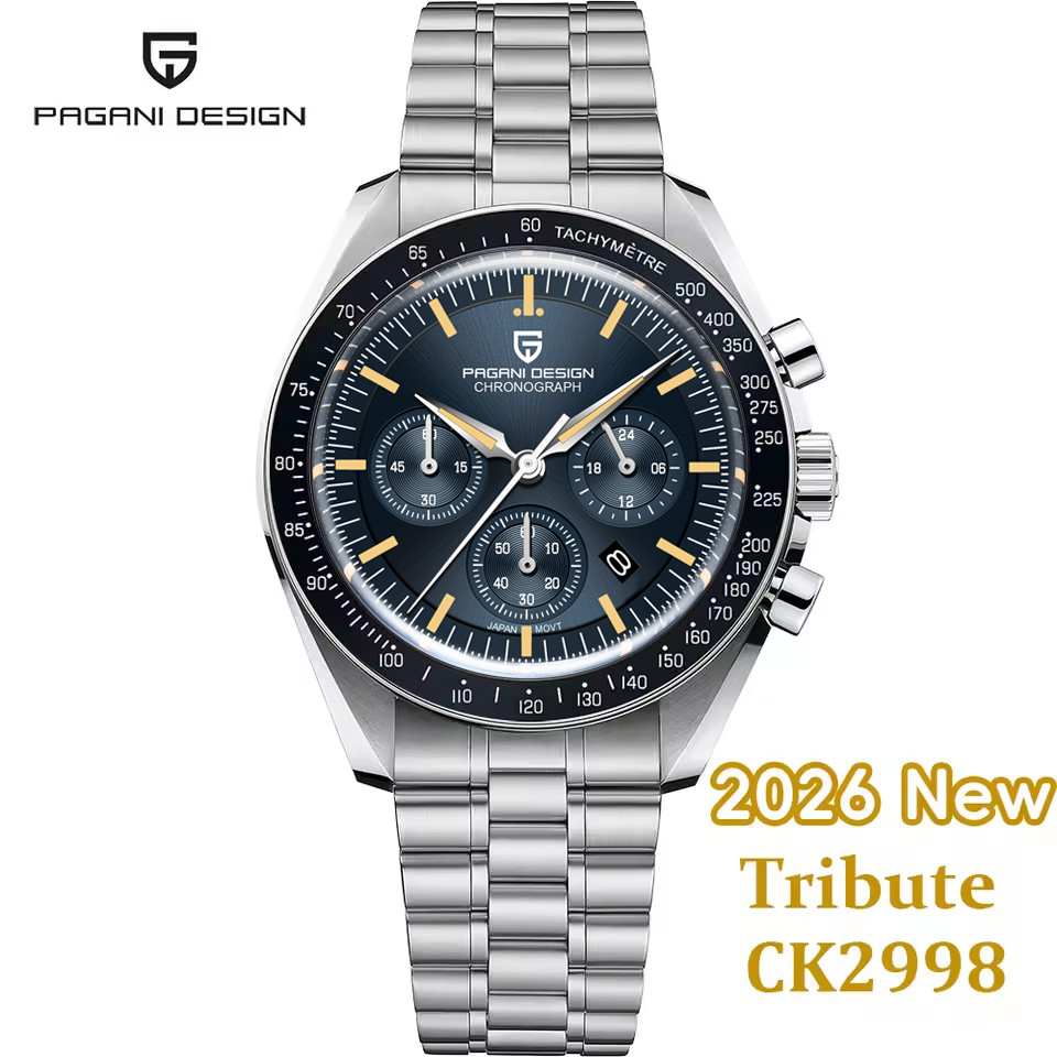 AliExpress PAGANI DESIGN 2026 New Moon Men's Watches Luxury Quartz Watch For Men Chronograph AR Sapphire Mirror Ceramic Bezel Luminous Gift