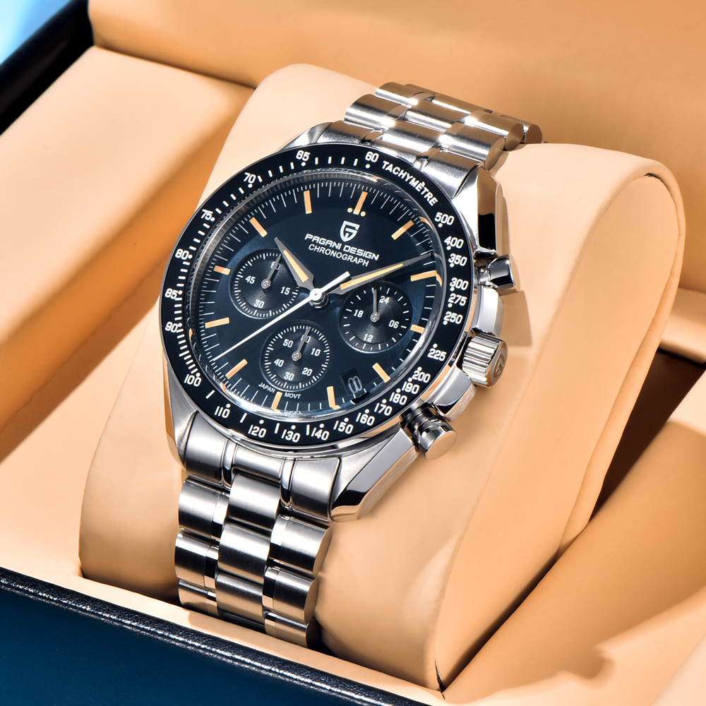 AliExpress PAGANI DESIGN 2026 New Moon Men's Watches Luxury Quartz Watch For Men Chronograph AR Sapphire Mirror Ceramic Bezel Luminous Gift, view 2