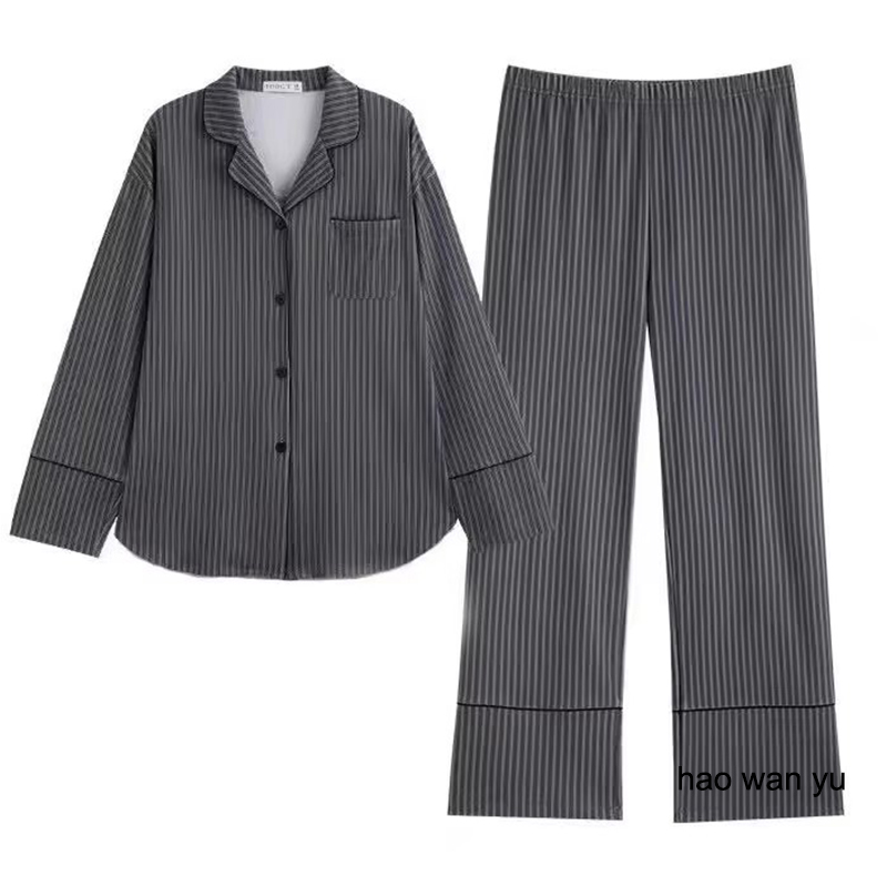 AliExpress Pajamas for Women in Spring and Autumn Long Sleeved Striped Thin Design Can Be Worn Externally Student Sleepwear Two Piece Set, view 4