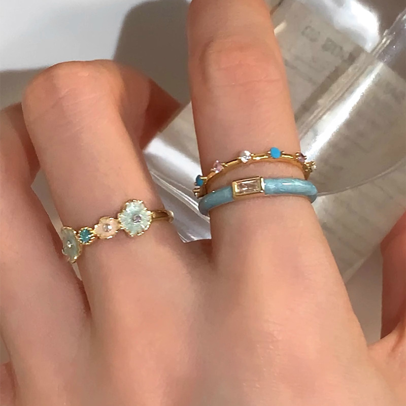 AliExpress PANJBJ 925 Silver Enamel Flower Ring (Adjustable)