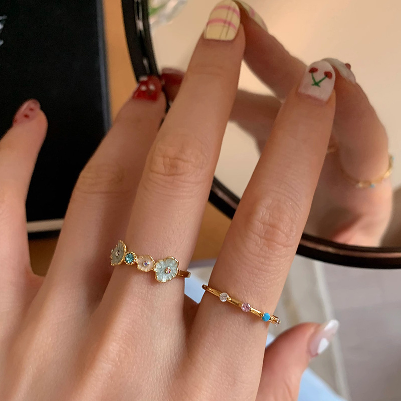 AliExpress PANJBJ 925 Silver Enamel Flower Ring (Adjustable), view 2