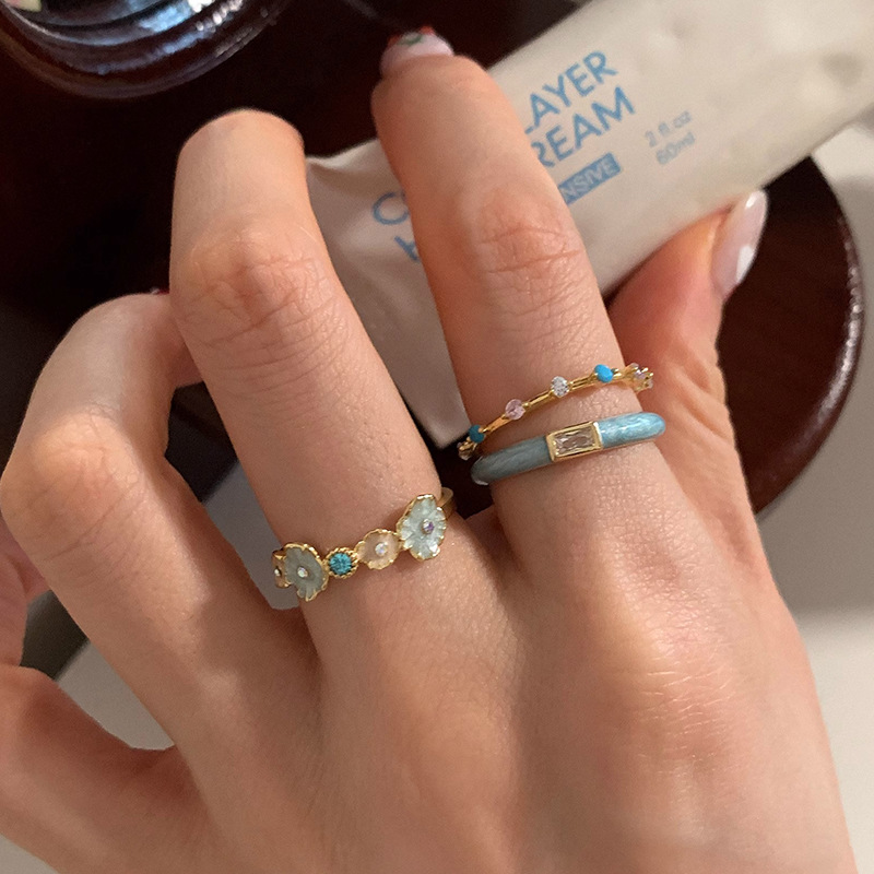 AliExpress PANJBJ 925 Silver Enamel Flower Ring (Adjustable), view 4