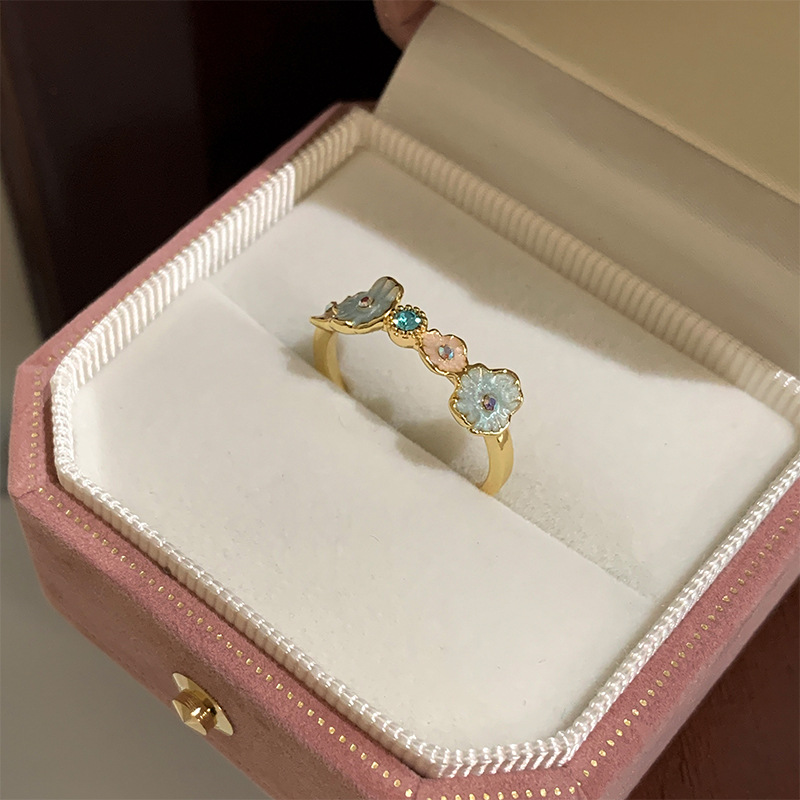 AliExpress PANJBJ 925 Silver Enamel Flower Ring (Adjustable), view 5