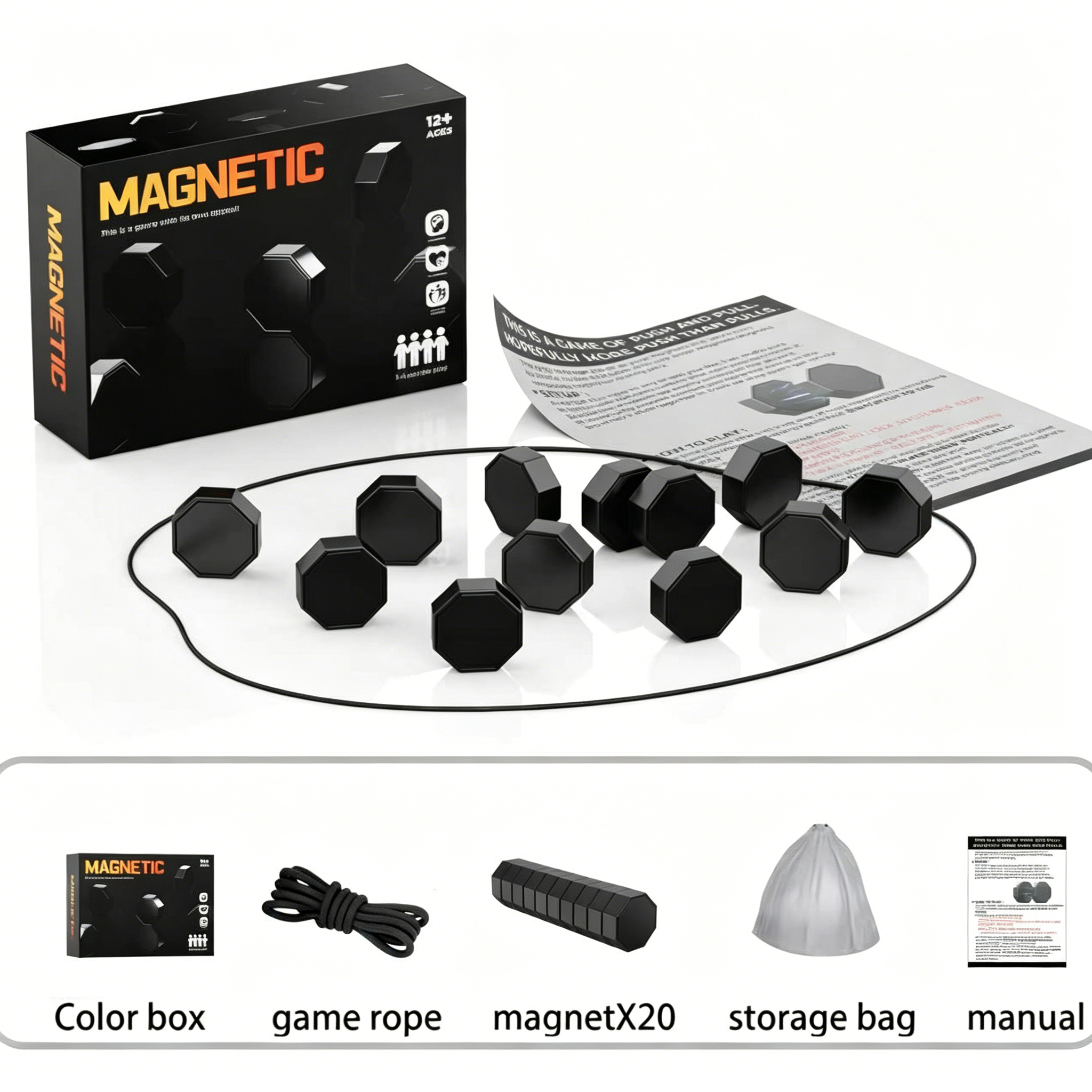 AliExpress Party Games Magnetic Stones Game Interactive Magnet Board Strategy Game for Family Kids Adults High Quality Longest Side 3.4cm