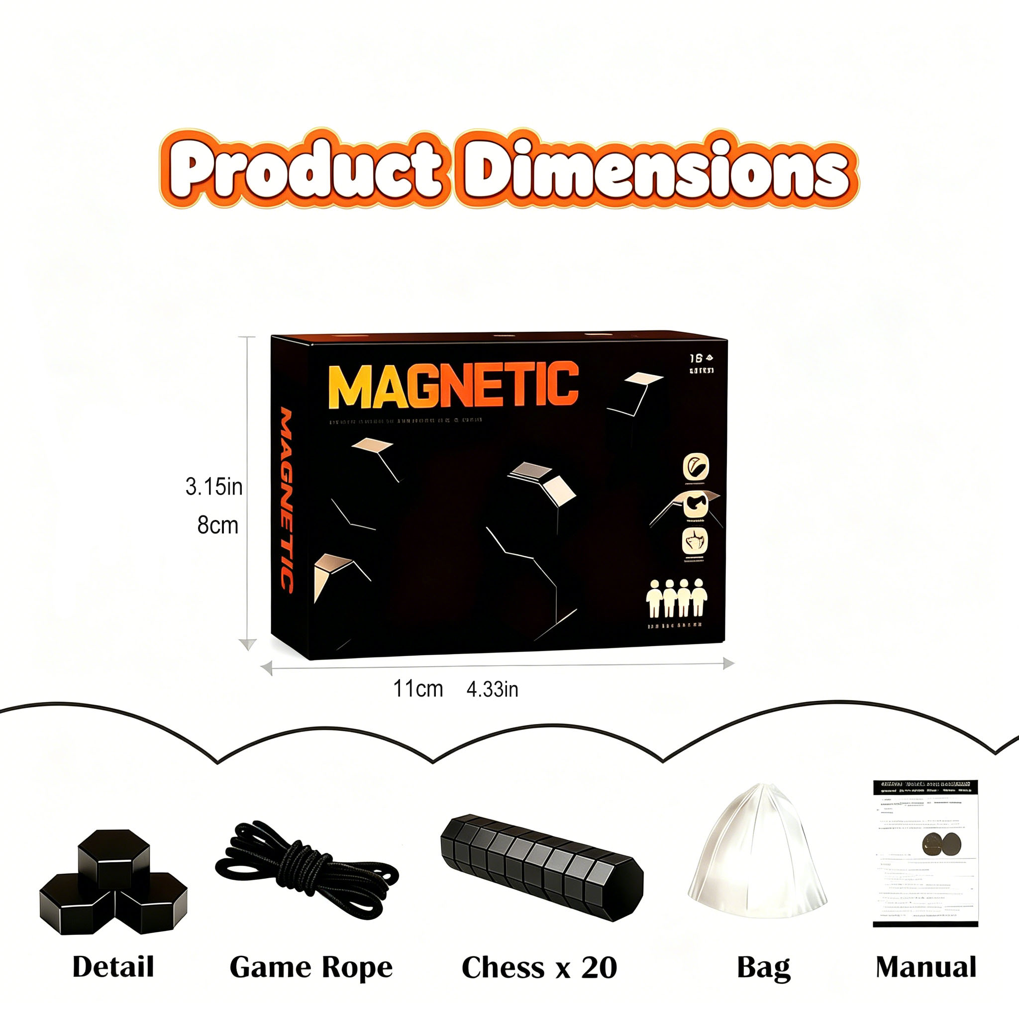 AliExpress Party Games Magnetic Stones Game Interactive Magnet Board Strategy Game for Family Kids Adults High Quality Longest Side 3.4cm, view 2