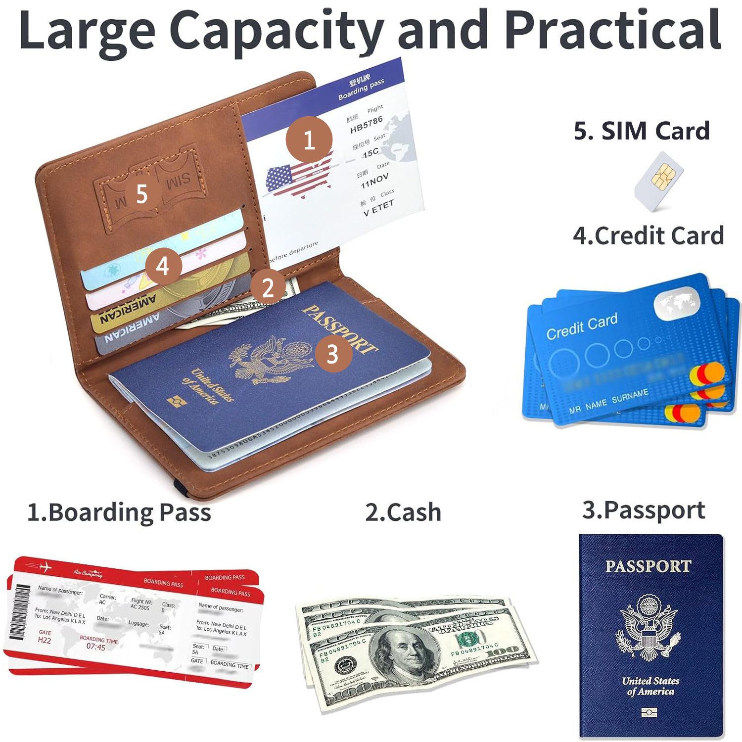 AliExpress Passport Holder for Travel Essentials Passport Wallet Cover Case for Travel Accessories,Passport Book Holders for Women/Men, view 2