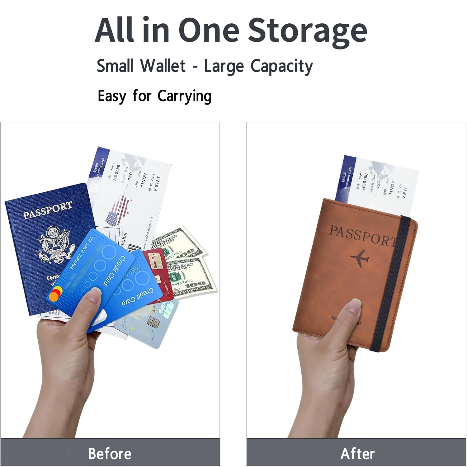 AliExpress Passport Holder for Travel Essentials Passport Wallet Cover Case for Travel Accessories,Passport Book Holders for Women/Men, view 4