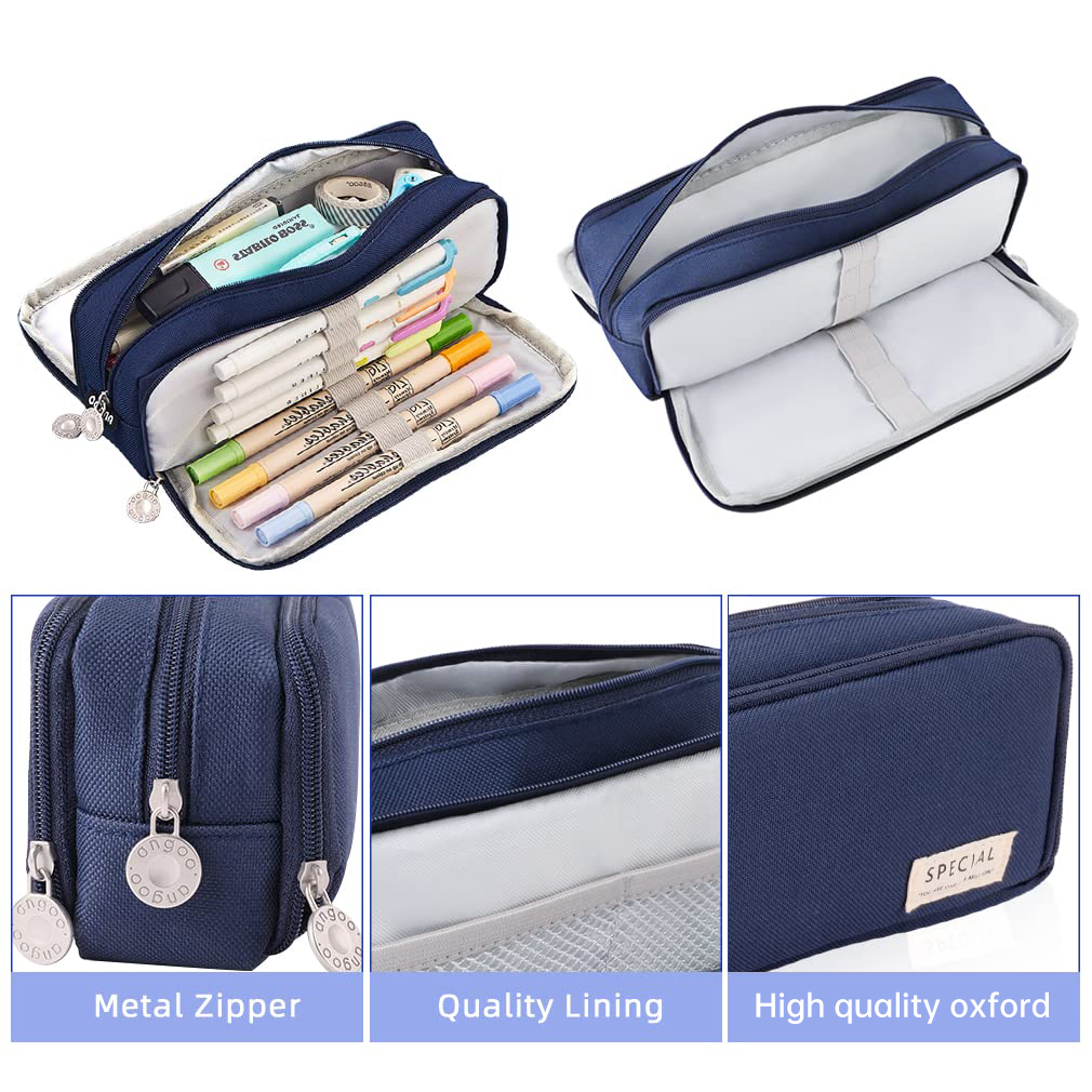 AliExpress Large 3-Compartment Double-Zip Pencil Case, view 3