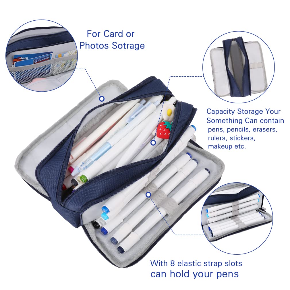 AliExpress Large 3-Compartment Double-Zip Pencil Case, view 4