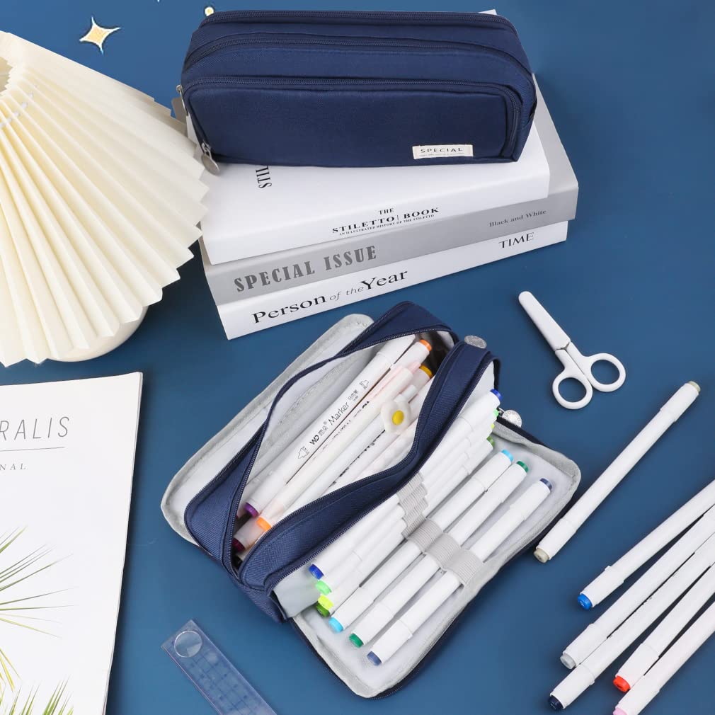 AliExpress Large 3-Compartment Double-Zip Pencil Case, view 5