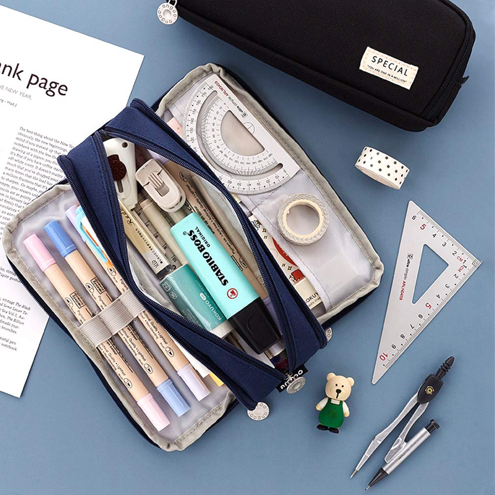 AliExpress Large 3-Compartment Double-Zip Pencil Case, view 6