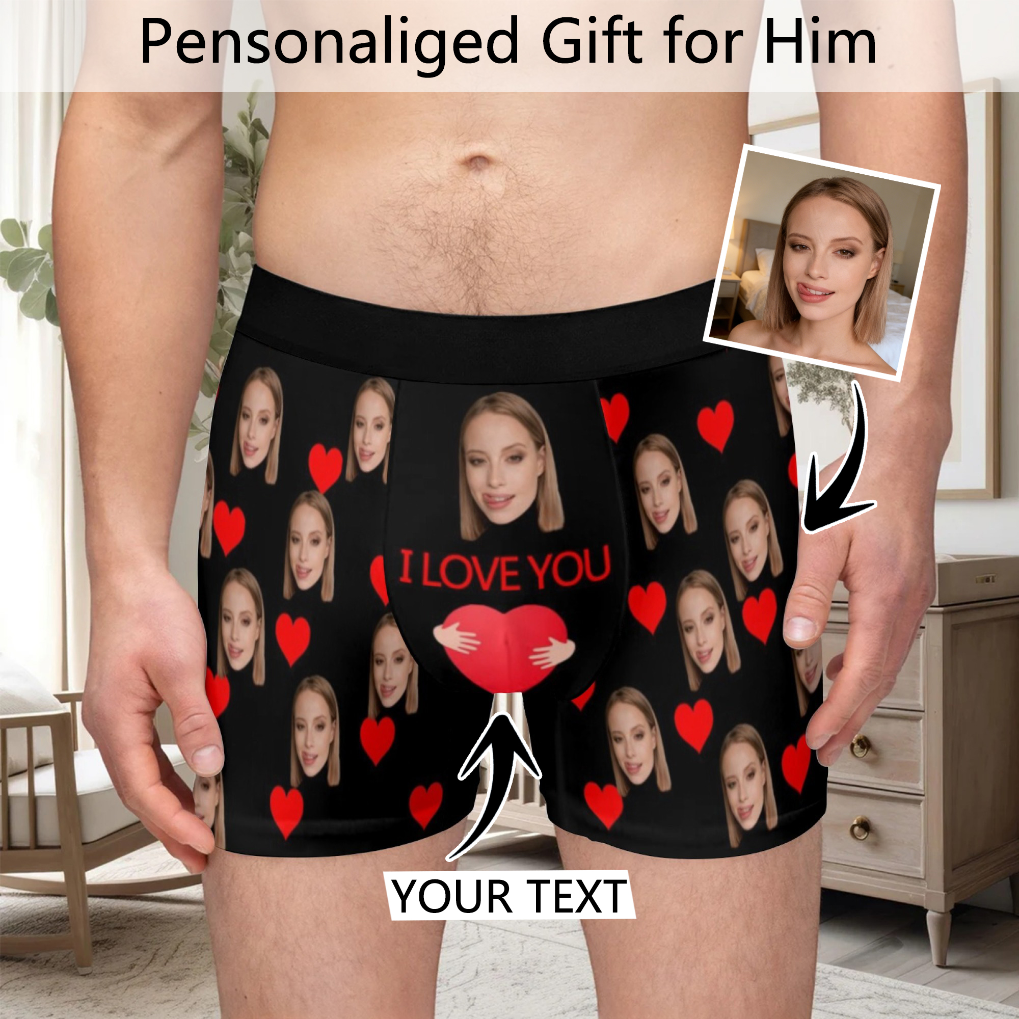AliExpress Personalized Facial Photo Customization Flat Underwear Customization Men's Valentine's Day Gift for Husband Gift for Father