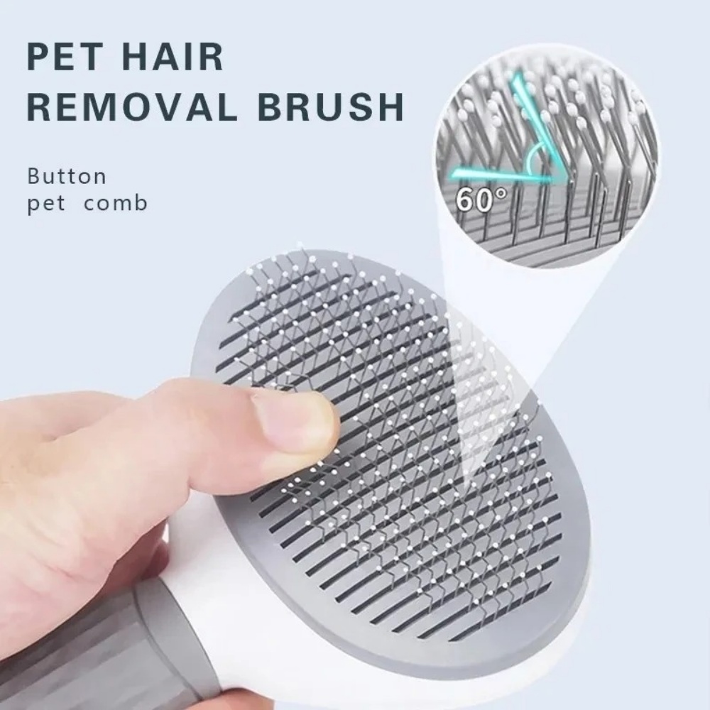 AliExpress Pet Hair Removal Comb Automatic Shedding Brush Durable Stainless Steel Cat Grooming Tool For Removing Loose Pet Fur Daily Care, view 2