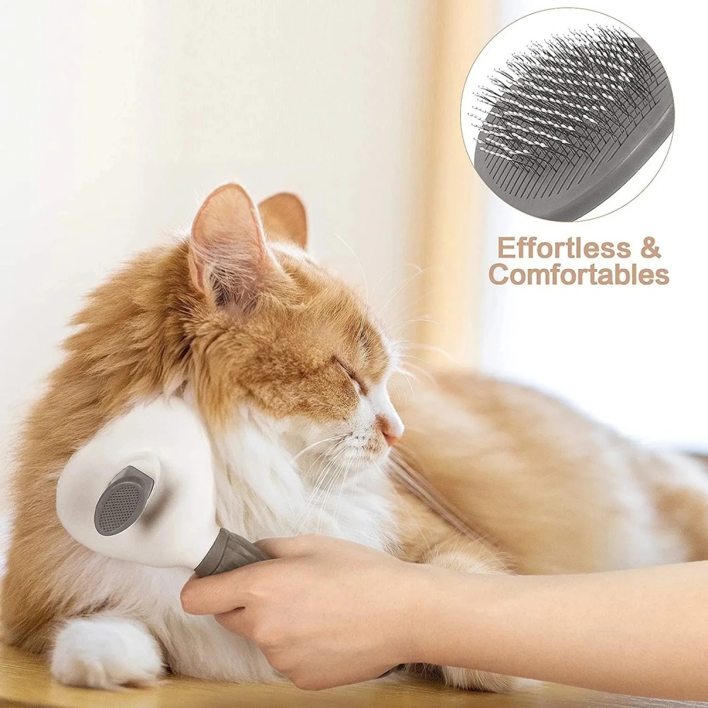 AliExpress Pet Hair Removal Comb Automatic Shedding Brush Durable Stainless Steel Cat Grooming Tool For Removing Loose Pet Fur Daily Care, view 3