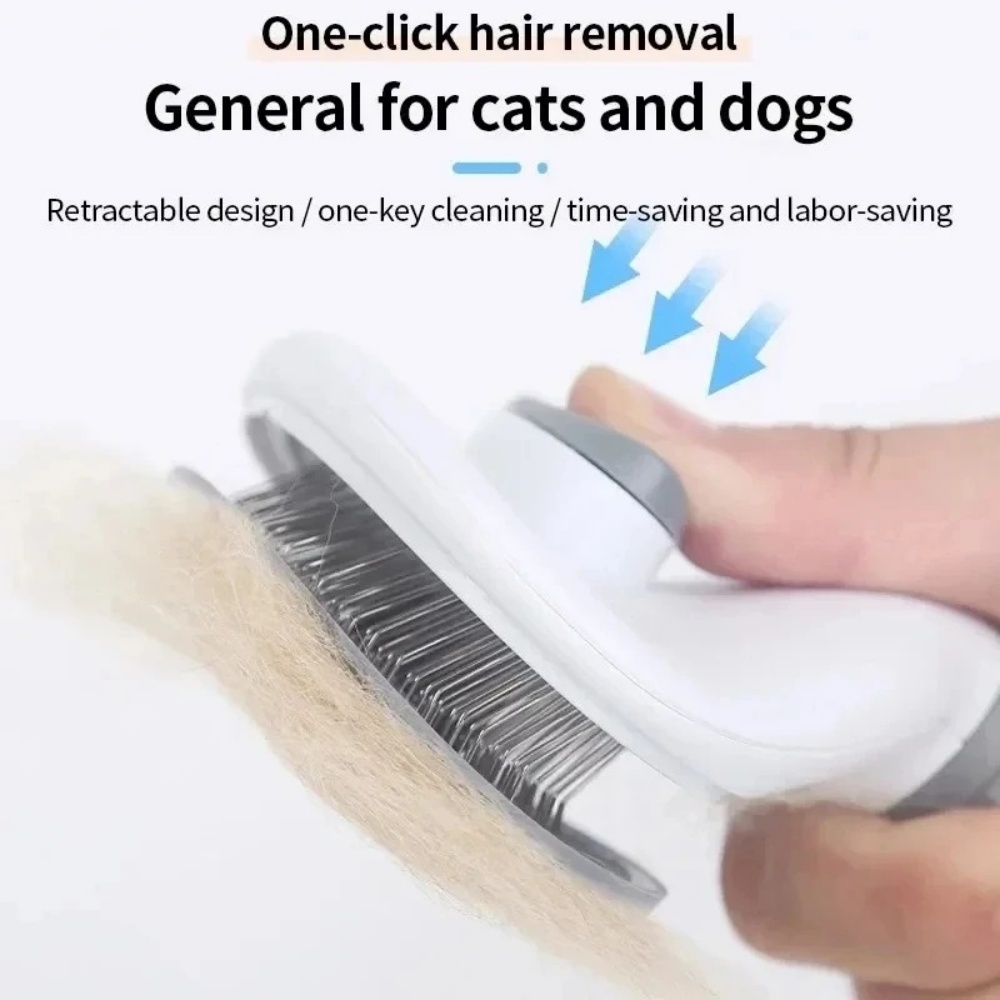 AliExpress Pet Hair Removal Comb Automatic Shedding Brush Durable Stainless Steel Cat Grooming Tool For Removing Loose Pet Fur Daily Care, view 4