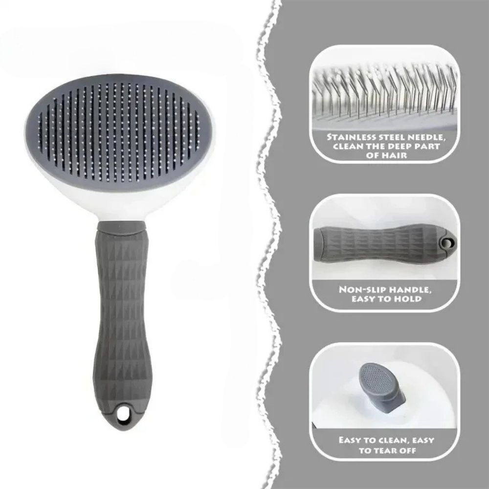 AliExpress Pet Hair Removal Comb Automatic Shedding Brush Durable Stainless Steel Cat Grooming Tool For Removing Loose Pet Fur Daily Care, view 6