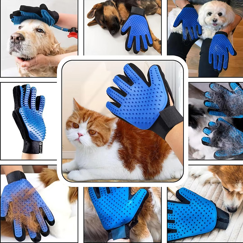 AliExpress Pet Hair Remover Shower Gloves Puppy Cats Bath Brush Cleaning Silicone Comb Glove Massage Grooming Dogs Supplies, view 2