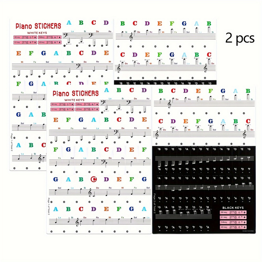 AliExpress Piano Keyboard Stickers 88/61/54/49 Keys with Removable Colored Note Labels Beginner Letter Piano Stickers, view 2