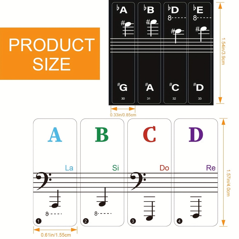 AliExpress Piano Keyboard Stickers 88/61/54/49 Keys with Removable Colored Note Labels Beginner Letter Piano Stickers, view 4