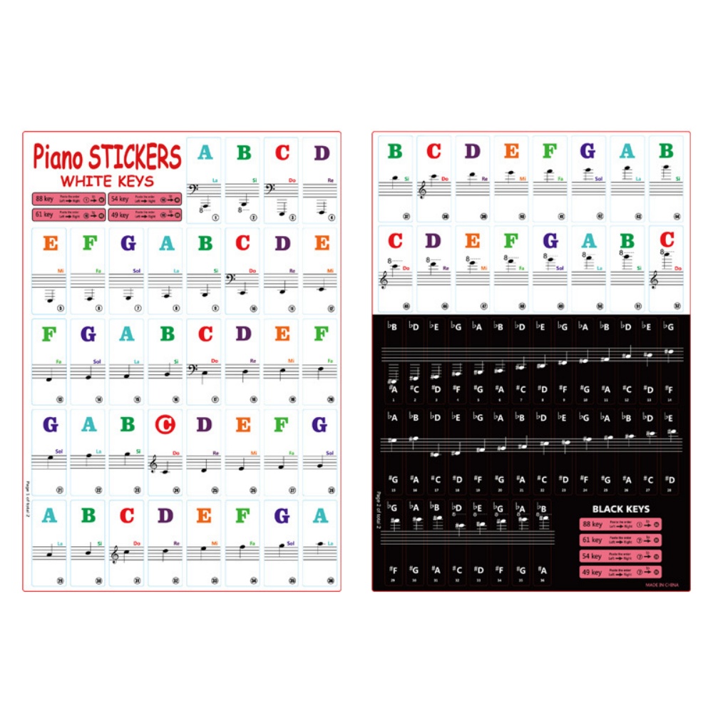 AliExpress Piano Keyboard Stickers 88/61/54/49 Keys with Removable Colored Note Labels Beginner Letter Piano Stickers, view 5