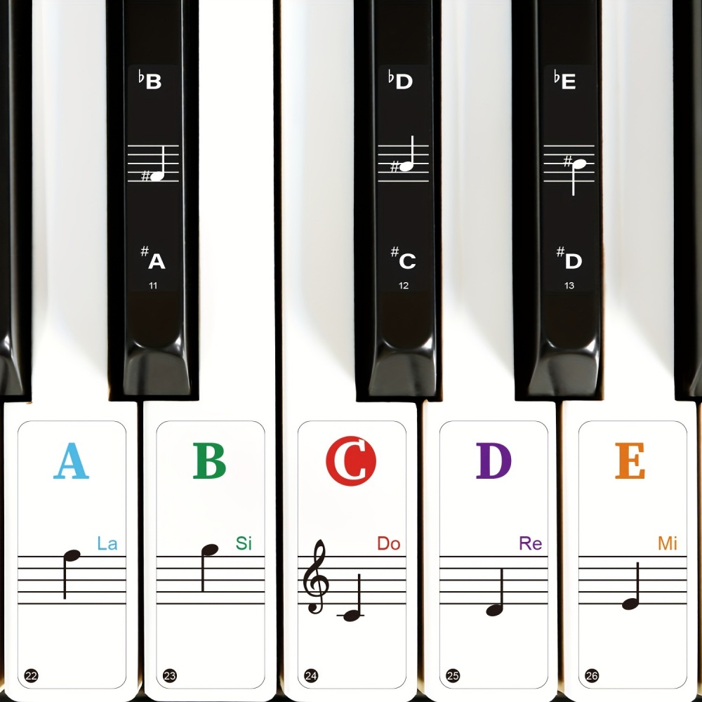 AliExpress Piano Keyboard Stickers 88/61/54/49 Keys with Removable Colored Note Labels Beginner Letter Piano Stickers, view 6