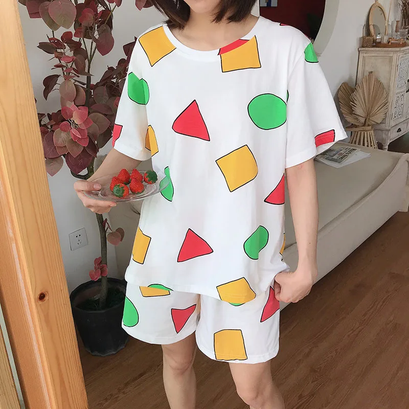 AliExpress Pijama Sin Chan Man Pajama Sinchan Cotton Summer Short Sets Japanese Pajamas for Couples Man and Woman Sleepwear 2021, view 2