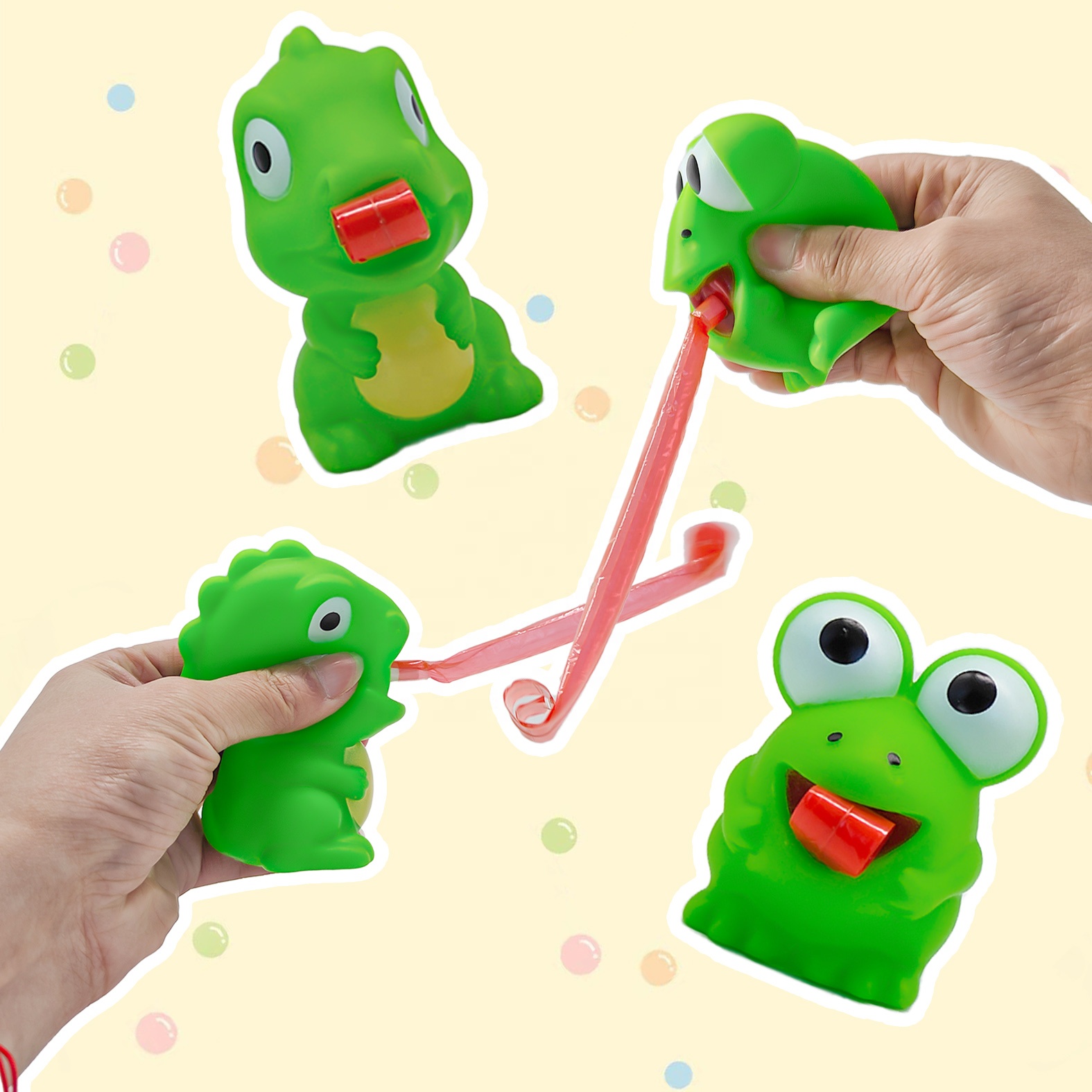 AliExpress Pinch Frog Dinosaur Sticking Tongue Out Relieve Stress Toy Funny Children Creative Decompression Fidget Toy Christmas Party Gift, view 2