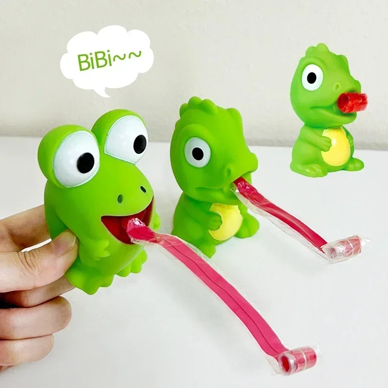 AliExpress Pinch Frog Dinosaur Sticking Tongue Out Relieve Stress Toy Funny Children Creative Decompression Fidget Toy Christmas Party Gift, view 5
