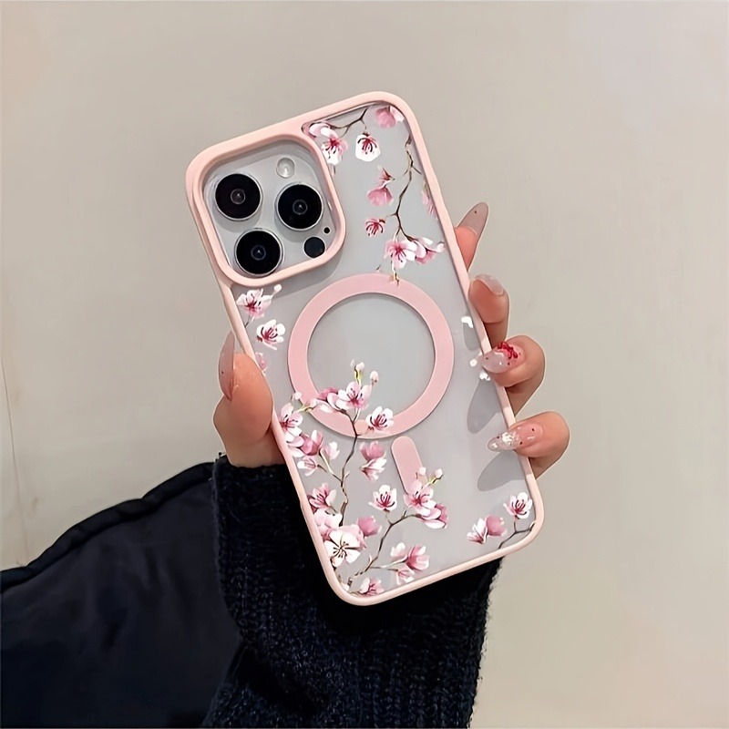 AliExpress Pink Cherry Floral Magnetic iPhone Case, view 2