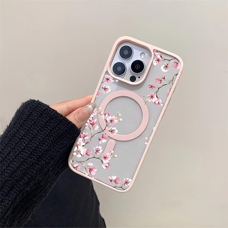 AliExpress Pink Cherry Floral Magnetic iPhone Case, view 3