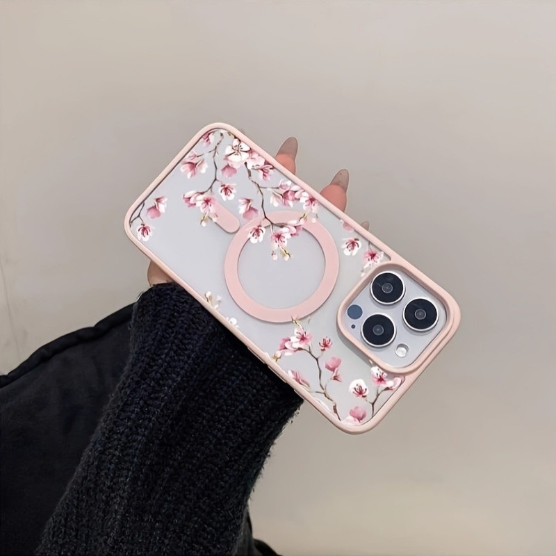 AliExpress Pink Cherry Floral Magnetic iPhone Case, view 4