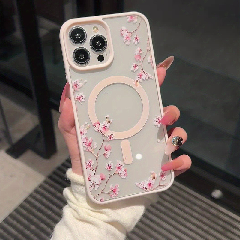 AliExpress Pink Cherry Floral Magnetic iPhone Case, view 6