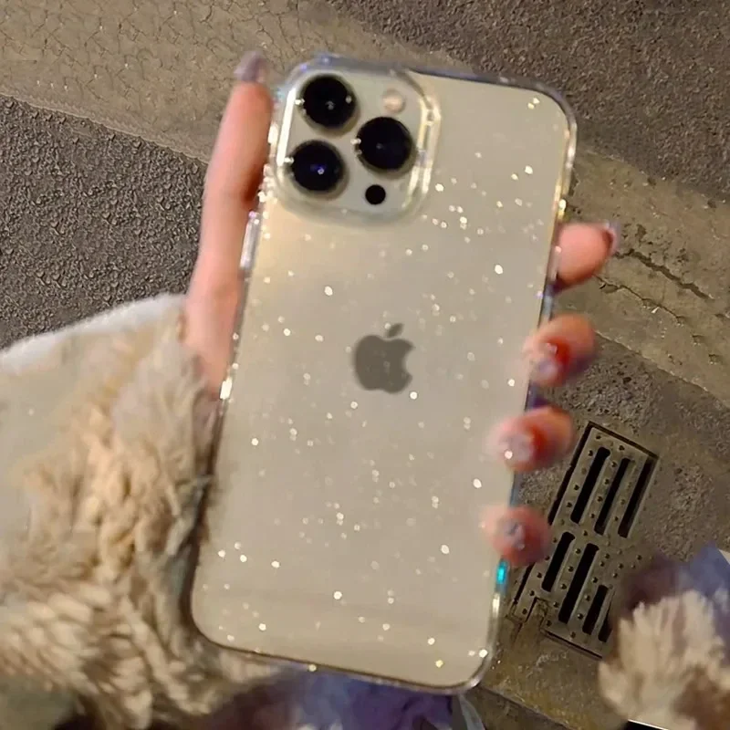 AliExpress Pink Glitter Bling Clear Soft Case for IPhone 17 Air 16 15 14 13 12 11 Pro Max Plus 17Pro 16Pro 16e I Phone Women Fundas Cover, view 2