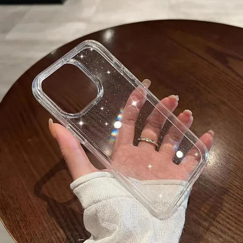 AliExpress Pink Glitter Bling Clear Soft Case for IPhone 17 Air 16 15 14 13 12 11 Pro Max Plus 17Pro 16Pro 16e I Phone Women Fundas Cover, view 5