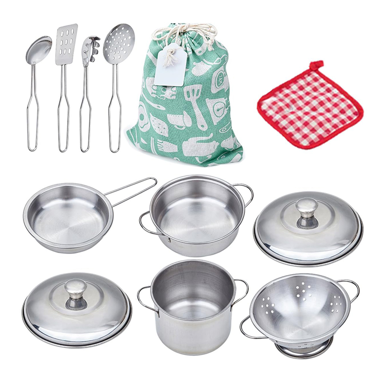 AliExpress Play Pots and Pans Toys for Kids - Kitchen Playset Pretend Cookware Mini Stainless Steel Cooking Utensils Development Toys