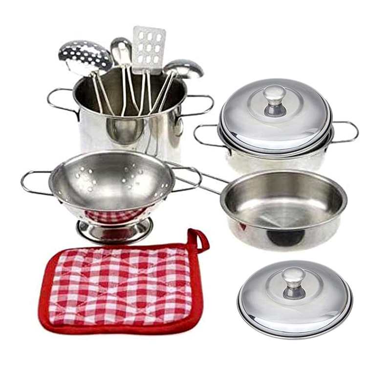 AliExpress Play Pots and Pans Toys for Kids - Kitchen Playset Pretend Cookware Mini Stainless Steel Cooking Utensils Development Toys, view 3